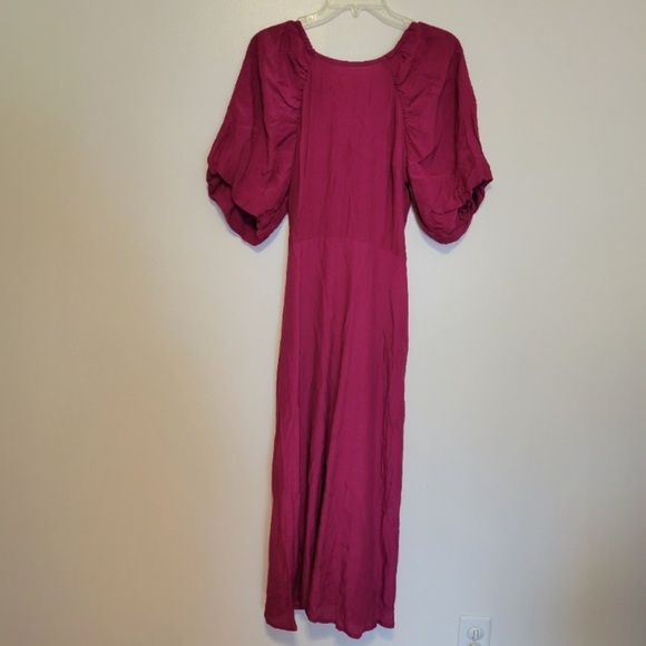 target A New Day solid Fuschia/ Magenta Midi Dress size XS tie back cottage - Picture 3 of 8